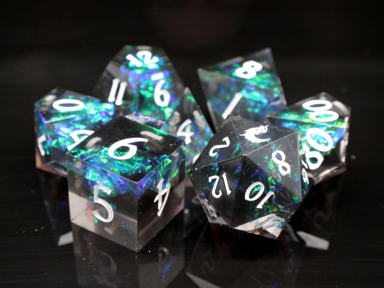 Old School Dice - Sharp Edged 7-Piece Dice Set - Blitzar