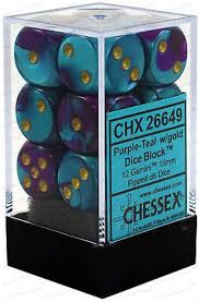 Chessex: Gemini 12D6 Purple Teal and Gold