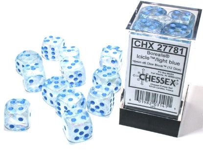 Chessex: Borialis 12D6 Icicle and Blue