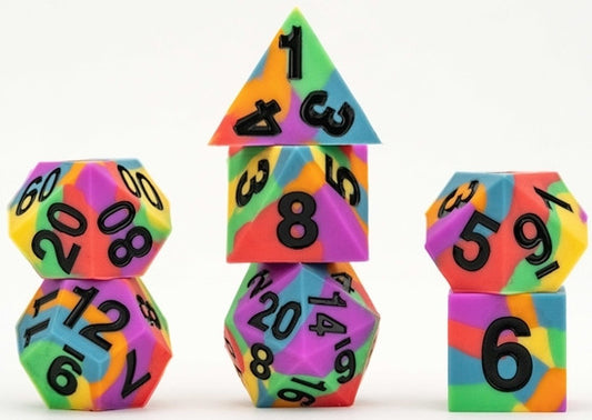 FanRoll: 7 Dice Set 16mm Sharp Edge Pride Rainbow Flag