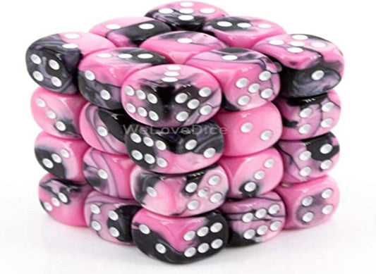 Chessex: Gemini 36D6 Black Pink and White