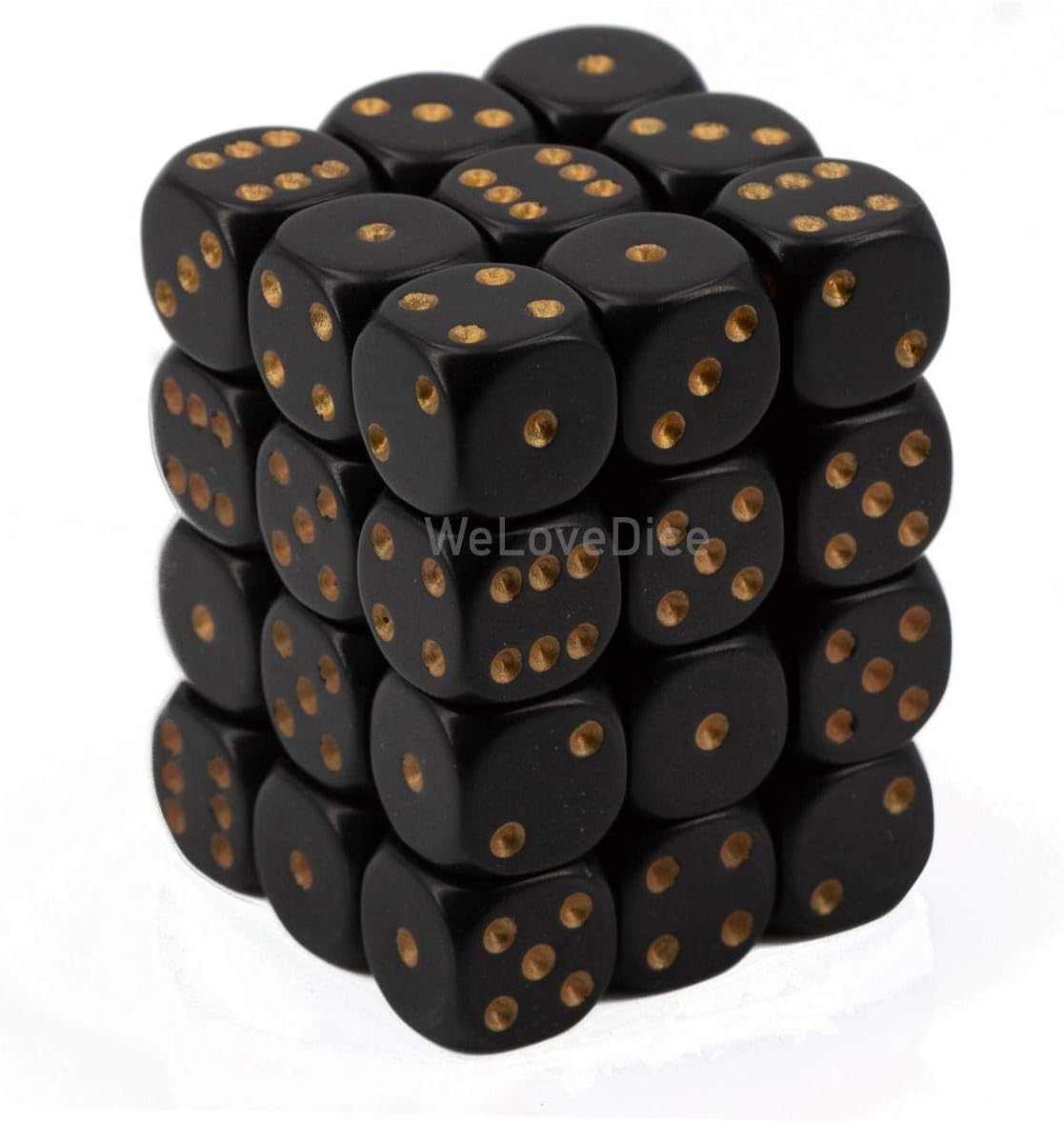 Chessex: Opaque: 36D6 Black/Gold Set