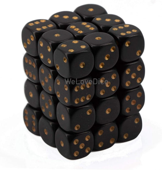 Chessex: Opaque: 36D6 Black/Gold Set