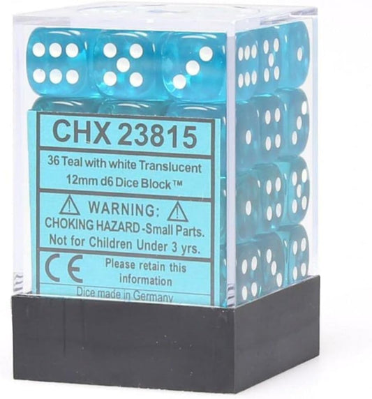 Chessex: Translucent 36D6 Teal and White