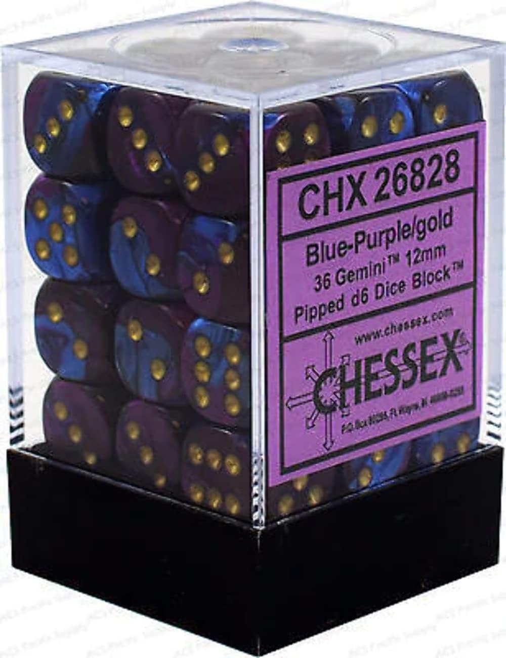 Chessex: Gemini 36D6 Blue and Purple with Gold