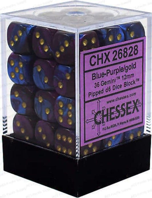 Chessex: Gemini 36D6 Blue and Purple with Gold