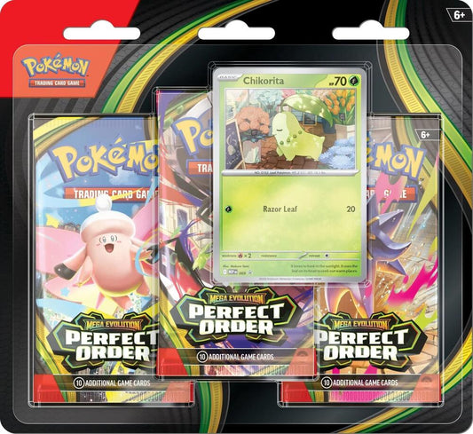 Pokemon -TCG: Mega Evolution: Perfect Order 3-Pack Blister (Chikorita)