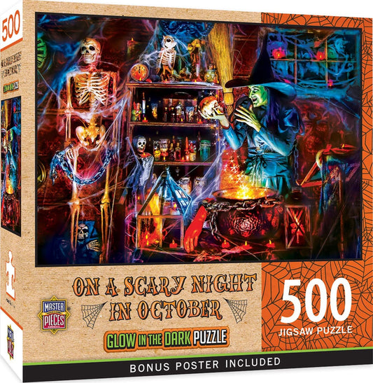 MasterPieces 500 Piece Glow in The Dark Halloween Jigsaw Puzzle - A Dark Brew - 15"x21"