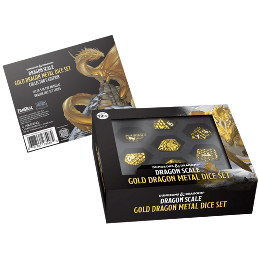 FanRoll: Dungeons & Dragons - Dragon Scale - Gold Dragon Metal Dice Set (7ct)