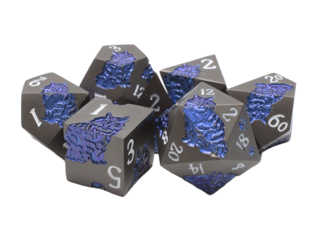 Old School Dice - Nine Lives Metal 7-Piece Dice Sets