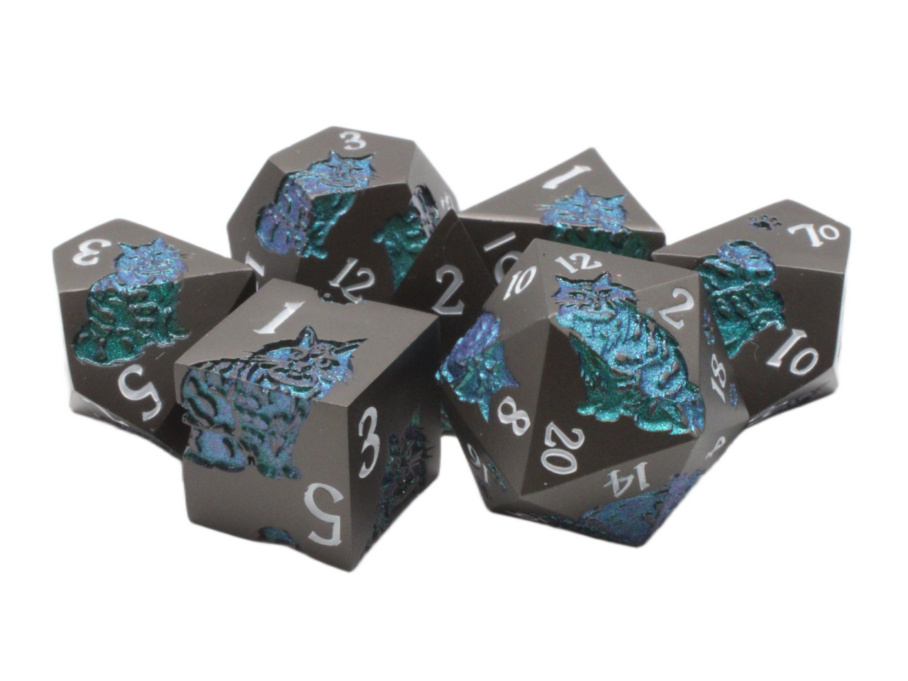 Old School Dice - Nine Lives Metal 7-Piece Dice Sets