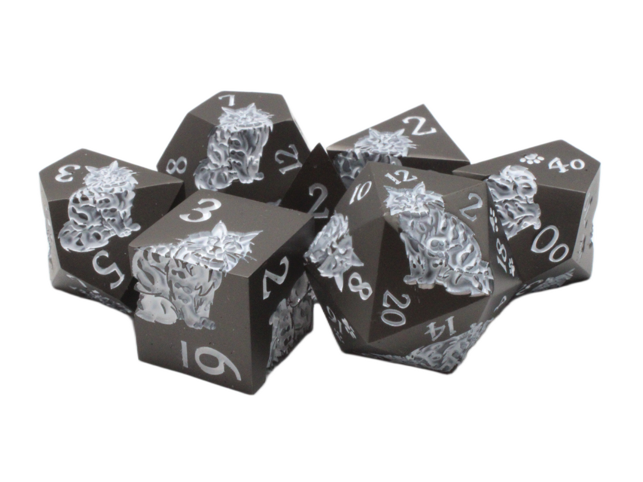 Old School Dice - Nine Lives Metal 7-Piece Dice Sets