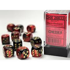 Chessex: Gemini 12D6 Black Red and Gold