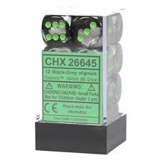 Chessex: Gemini 12D6 Black Grey and Green