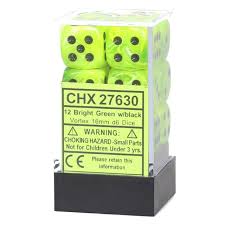 Chessex: Vortex 12D6 Bright Green and Black