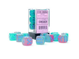 Chessex: Gemini 12D6 Gel Green Pink and Blue