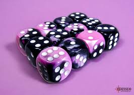 Chessex: Gemini 12D6 Black Pink and White