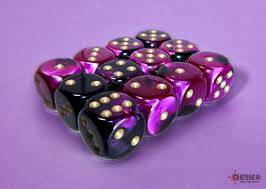 Chessex: Gemini 12D6 Black Purple and Gold