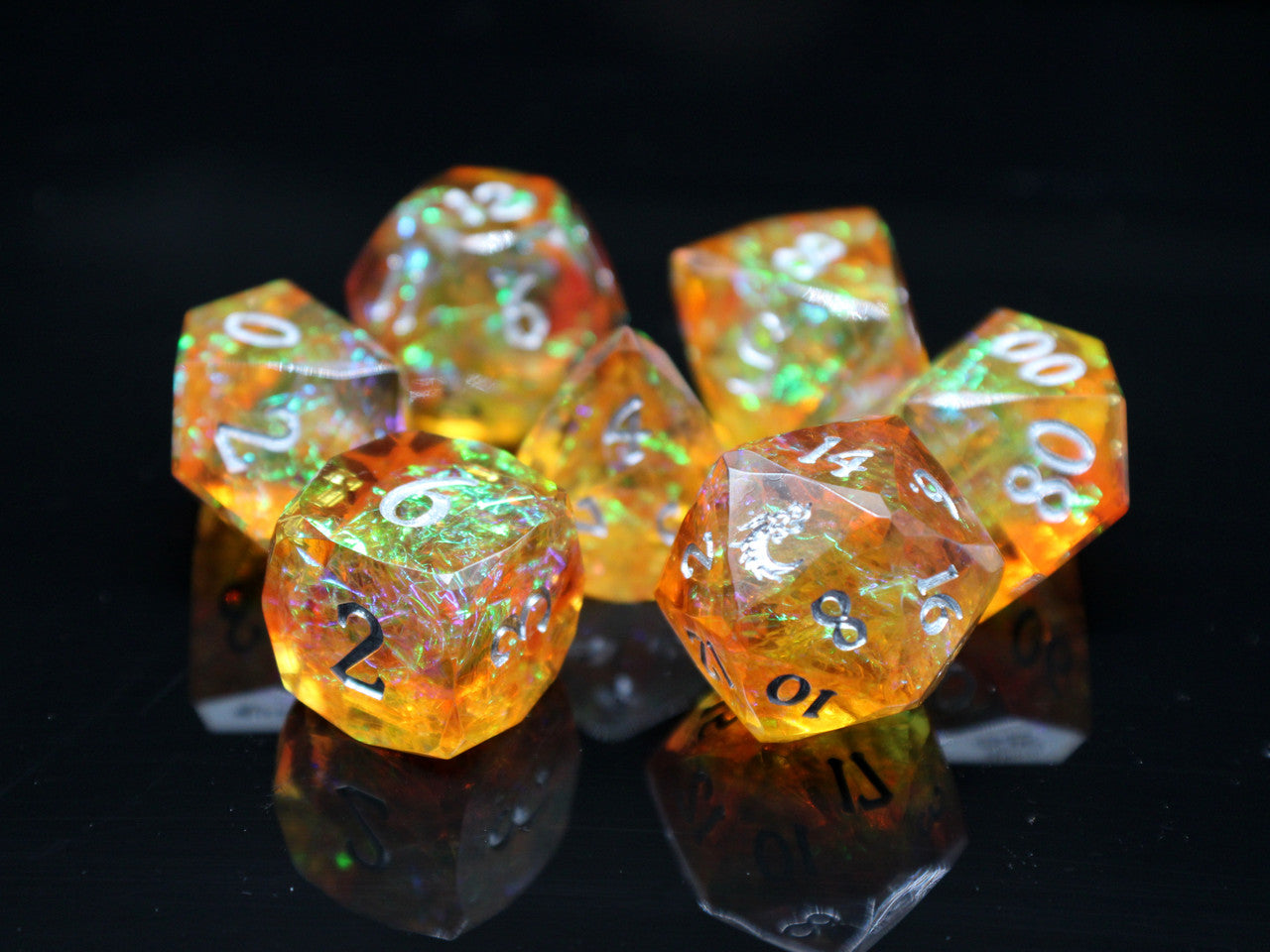 Old School Dice - Sharp Edged Diamond Cut 7-Piece Dice Sets
