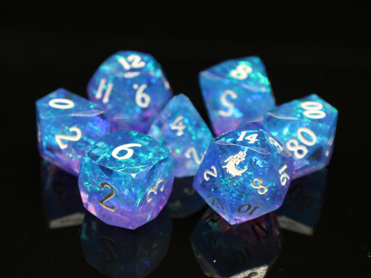 Old School Dice - Sharp Edged Diamond Cut 7-Piece Dice Sets