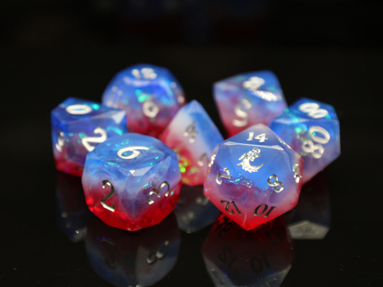 Old School Dice - Sharp Edged Diamond Cut 7-Piece Dice Sets