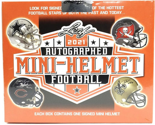 2021 Leaf Football Autographed Mini-Helmet box