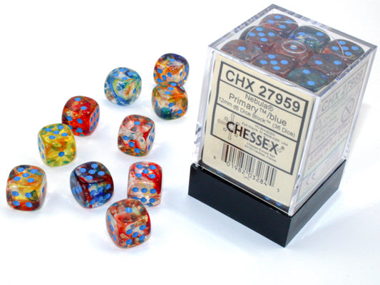 Chessex: Nebula- 12mm D6 - Primary/Blue Dice Block (36 Dice)