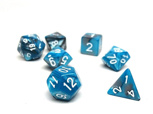 Teal and Grey Granite - 7 Piece Dice Collection