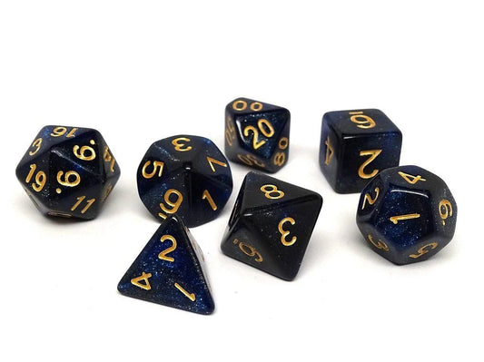 Midnight Blue Stardust Dice Collection - 7 Piece Set