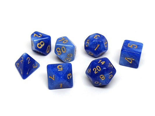 Royal Blue Stardust Dice Collection - 7 Piece Set